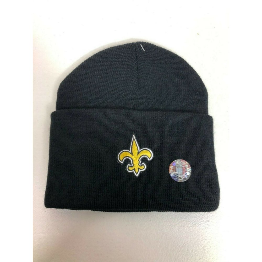 Vintage New Orleans Saints Embroidered NFL Knit Beanie Hat Football Made USA